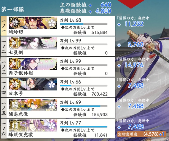 戦力拡充計画超難ボス勝利A七星剣と丙子椒林剣と極槍2極脇差1極打刀1.jpg