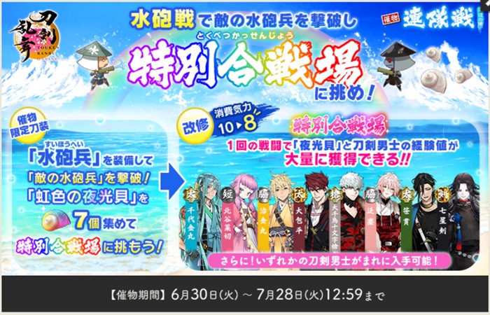 連隊戦~海辺の陣~2026の特別合戦場レアドロップ:特典3振り・大包平、大千鳥十文字槍、泛塵、笹貫、七星剣.jpg