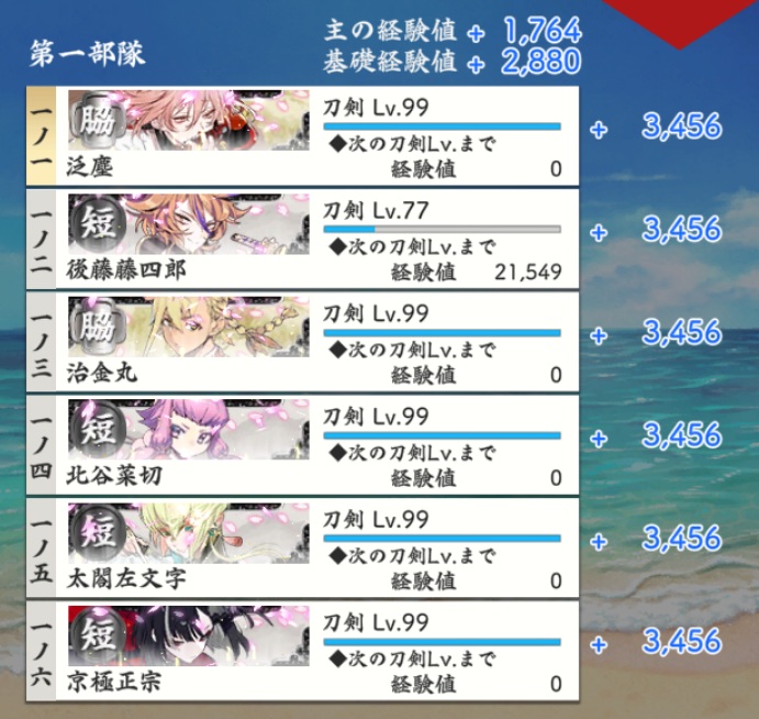 連隊戦～海辺の陣～初短刀初脇差（夜用・北谷菜切と治金丸入れる）.jpg