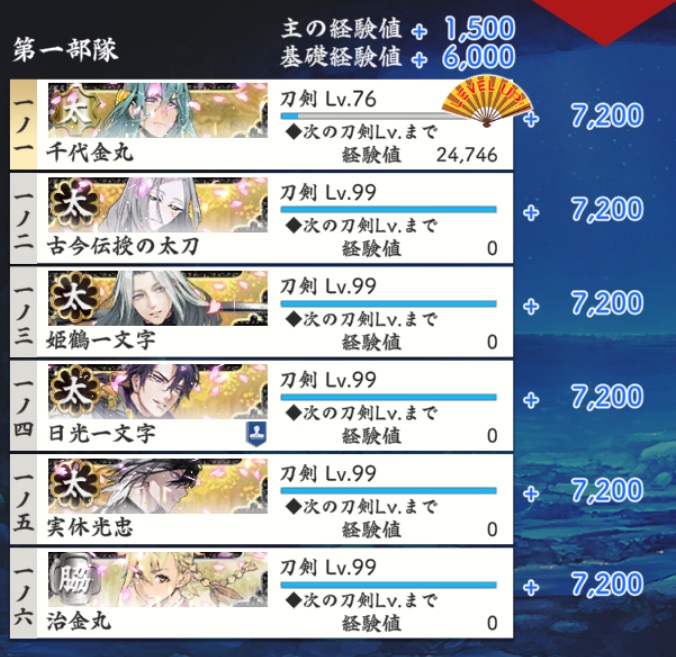 連隊戦~海辺の陣~難_極なし千代金丸治金丸+レア太刀一部隊完走.jpg