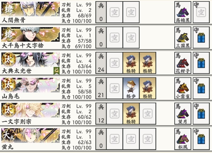 8-1ボス突破直後の刀装（槍2太刀3大太刀1.jpg