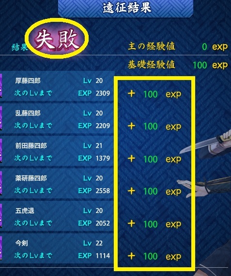 遠征失敗しても経験値はもらえる.jpg